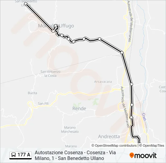 177 A Bus Line Map