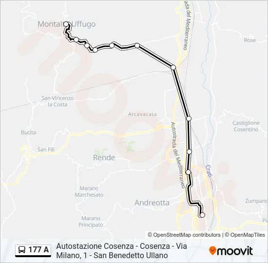 177 A Bus Line Map