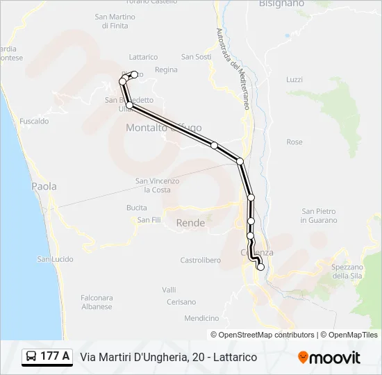 177 A Bus Line Map