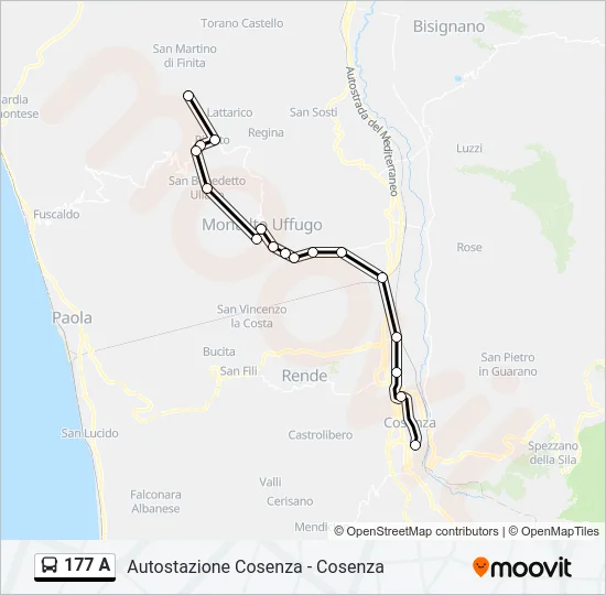 177 A Bus Line Map