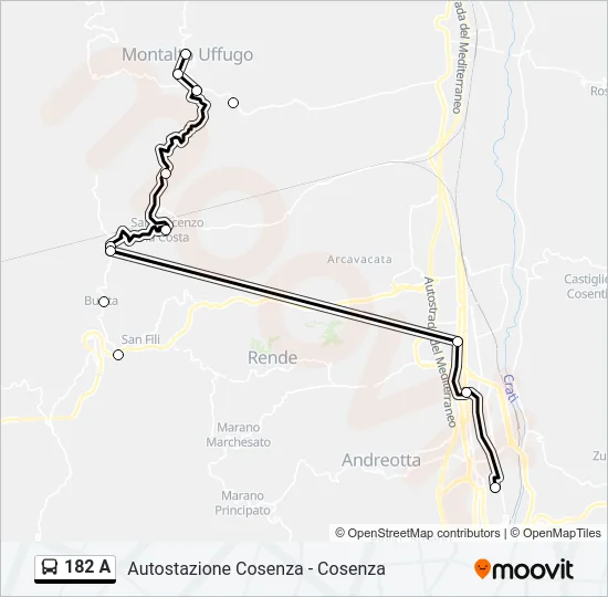 182 A Bus Line Map