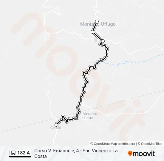 182 A Bus Line Map