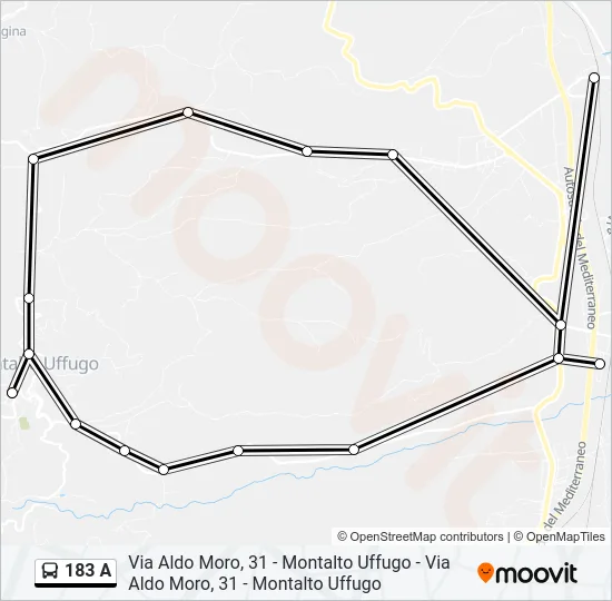 183 A Bus Line Map