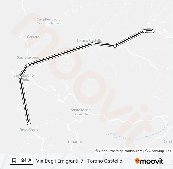 184 A Bus Line Map