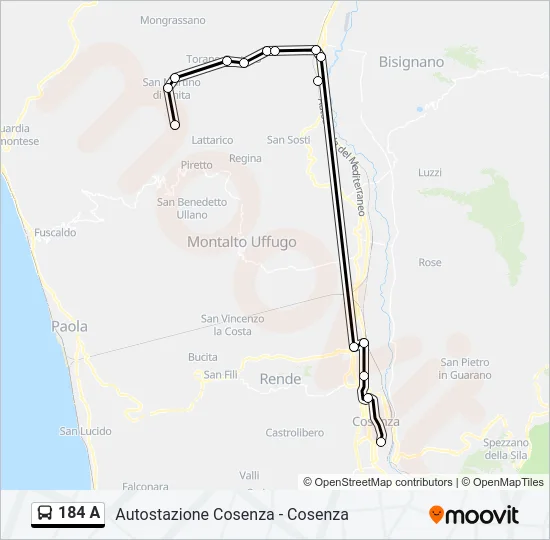 184 A Bus Line Map