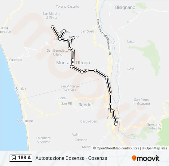188 A Bus Line Map
