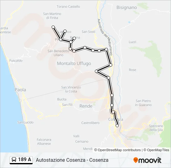 189 A Bus Line Map