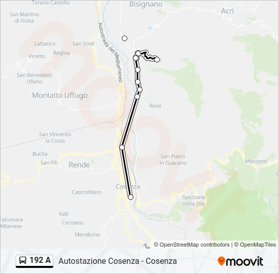 192 A Bus Line Map