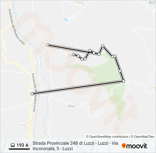 193 A Bus Line Map