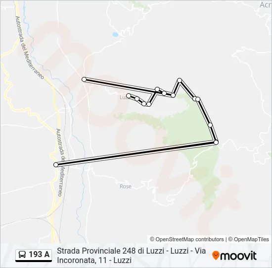 193 A Bus Line Map