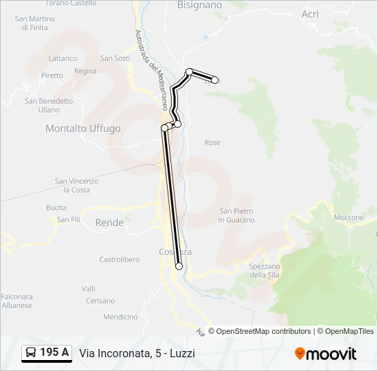 195 A Bus Line Map