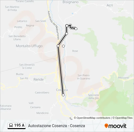 195 A Bus Line Map
