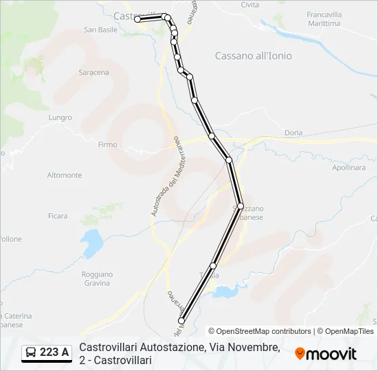 223 A Bus Line Map