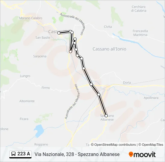 223 A Bus Line Map