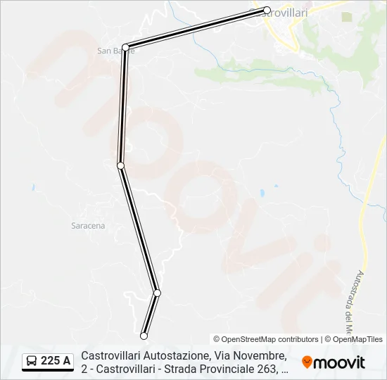 225 A Bus Line Map
