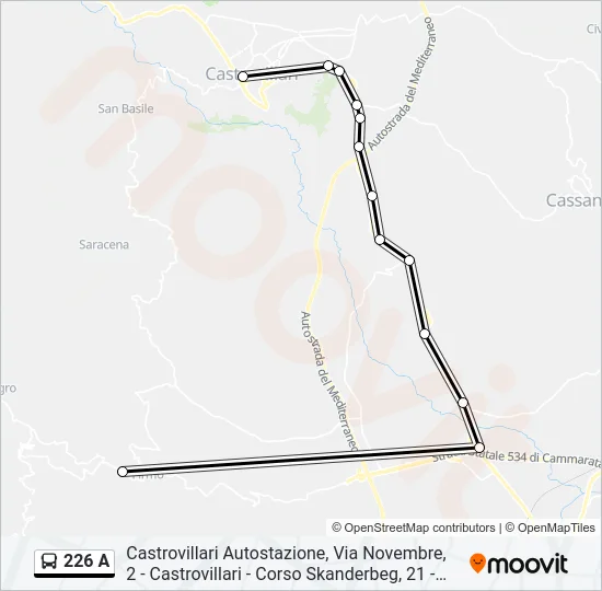 Percorso linea bus 226 A
