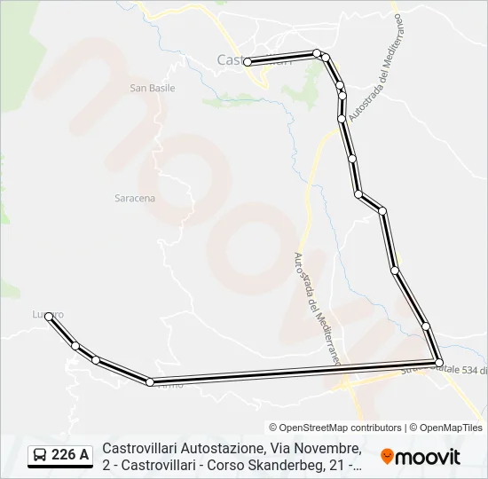 226 A Bus Line Map