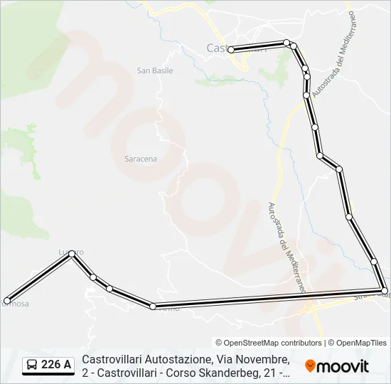 226 A Bus Line Map