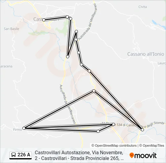226 A Bus Line Map