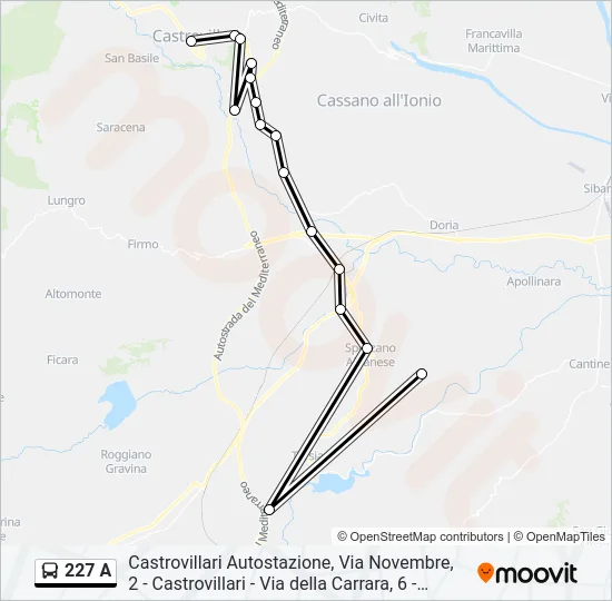 227 A Bus Line Map