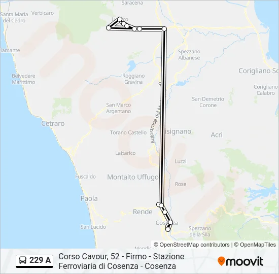 229 A Bus Line Map