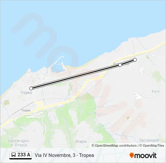 233 A Bus Line Map