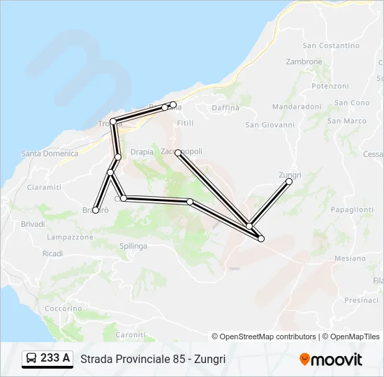 233 A Bus Line Map