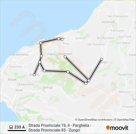 233 A Bus Line Map