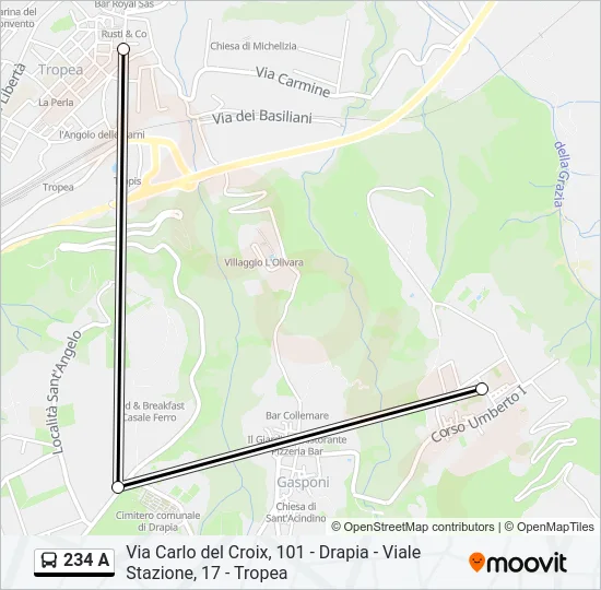 234 A Bus Line Map