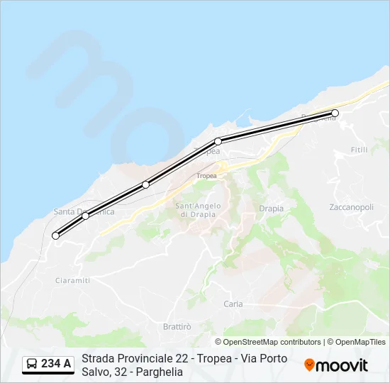 234 A Bus Line Map