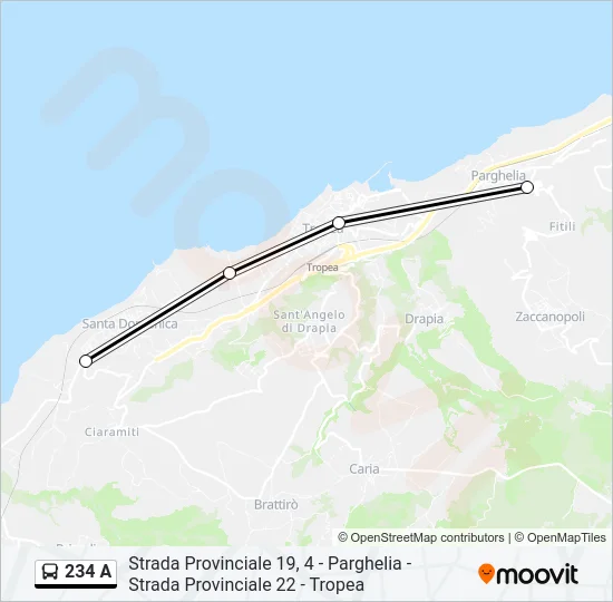 234 A Bus Line Map