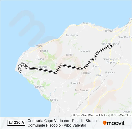 236 A Bus Line Map