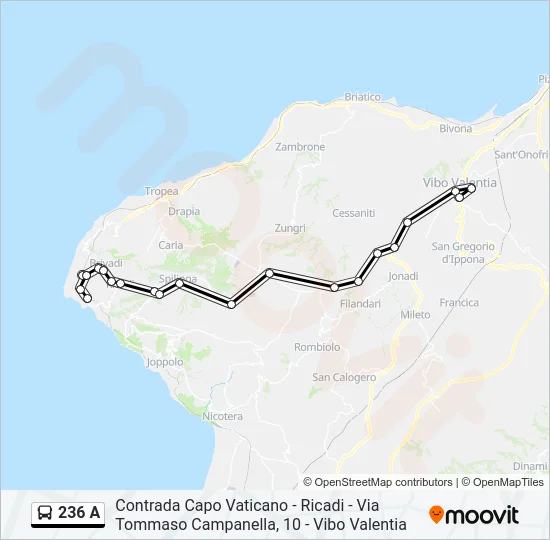 236 A Bus Line Map