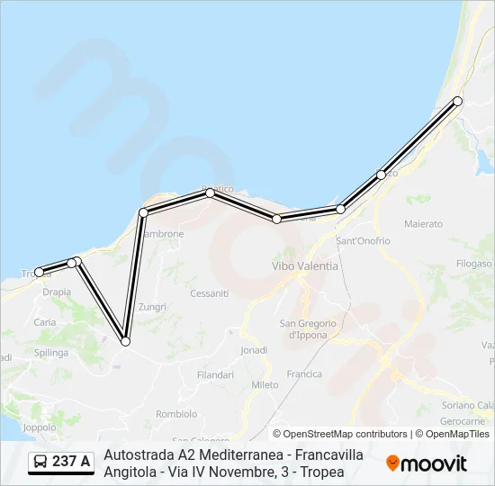 Percorso linea bus 237 A