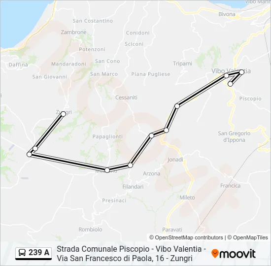 239 A Bus Line Map