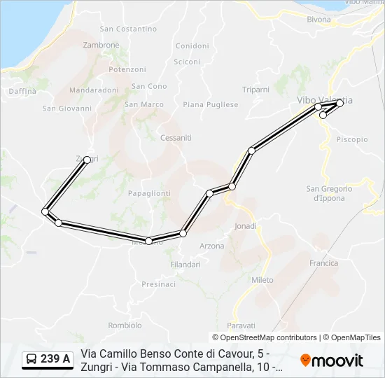 239 A Bus Line Map