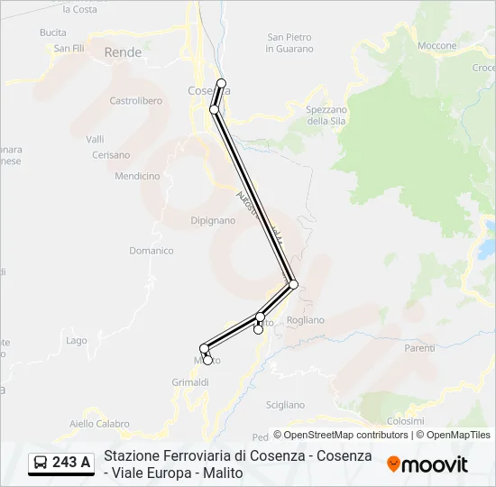 243 A Bus Line Map