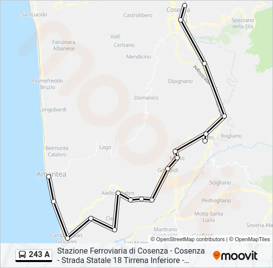 243 A Bus Line Map