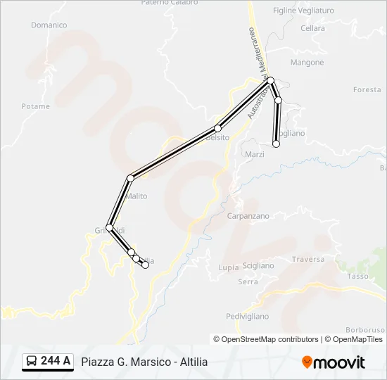 244 A Bus Line Map