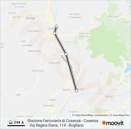 244 A Bus Line Map