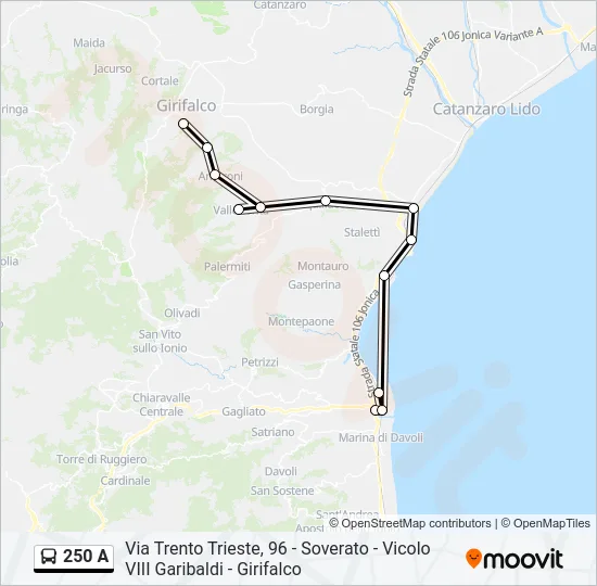 250 A Bus Line Map