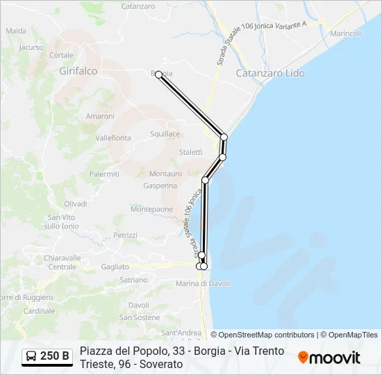250 B Bus Line Map
