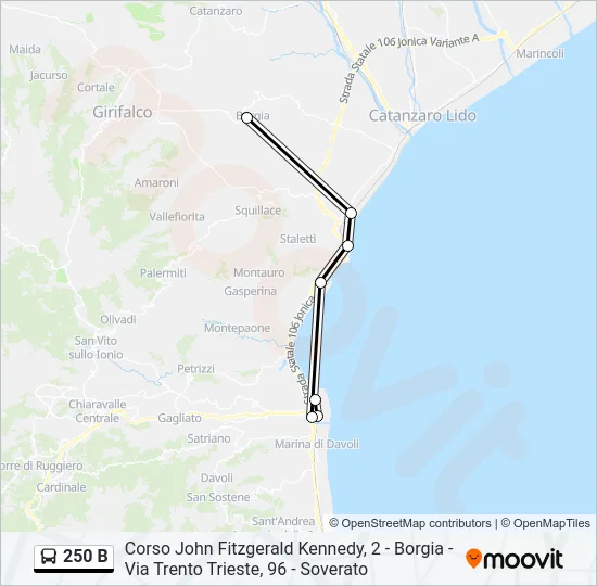 250 B Bus Line Map