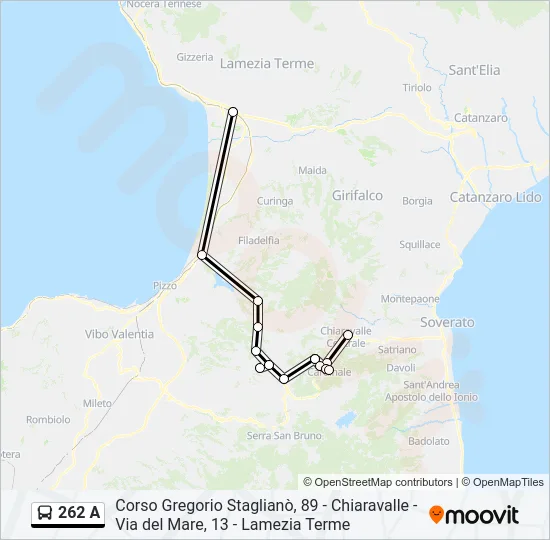 262 A Bus Line Map