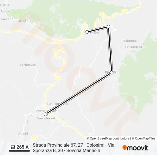 265 A Bus Line Map