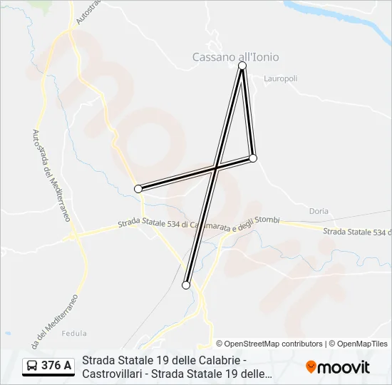 376 A Bus Line Map