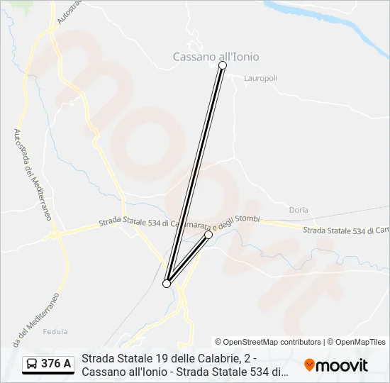 376 A Bus Line Map