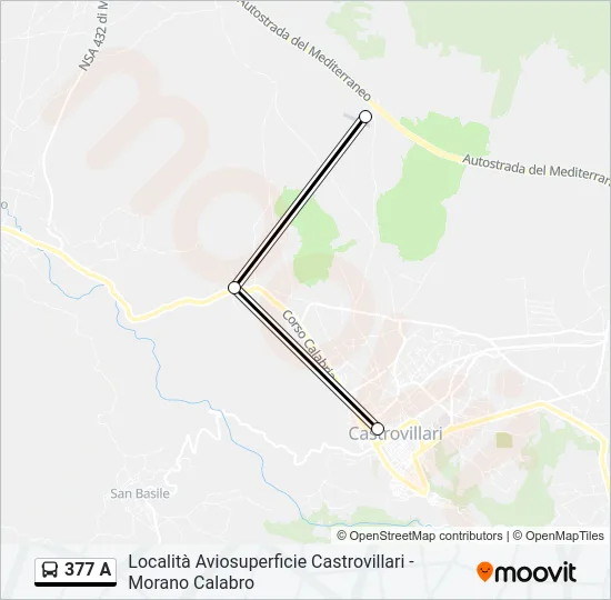 377 A Bus Line Map