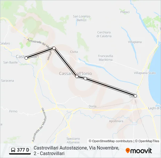 377 D Bus Line Map