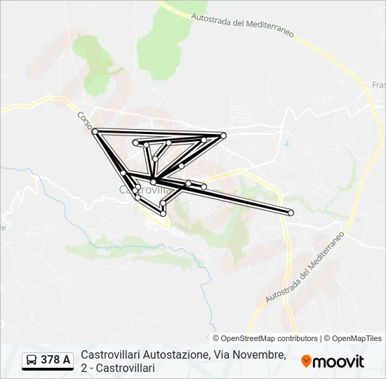 378 A Bus Line Map